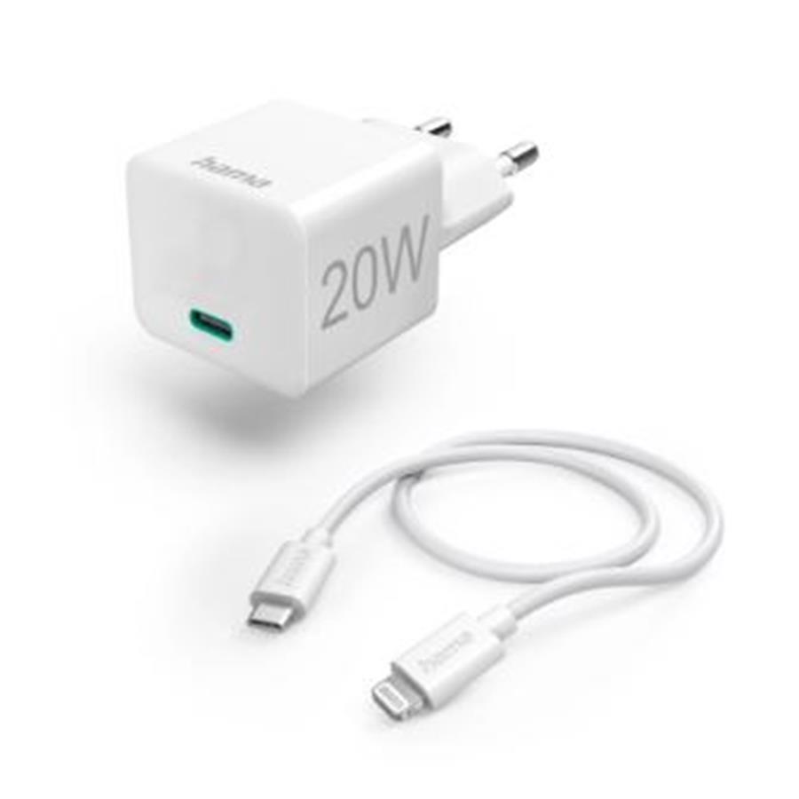 HAMA - CARREGADOR LIGHTNING 20W BRANCO (CABO 1 METRO)