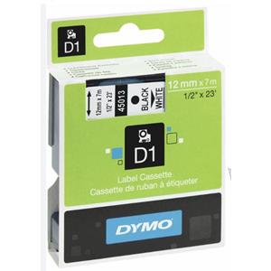 DYMO D1 - FITA GRAVAÇÃO 12MMX7MTS PRETO/BRANCO (45013)
