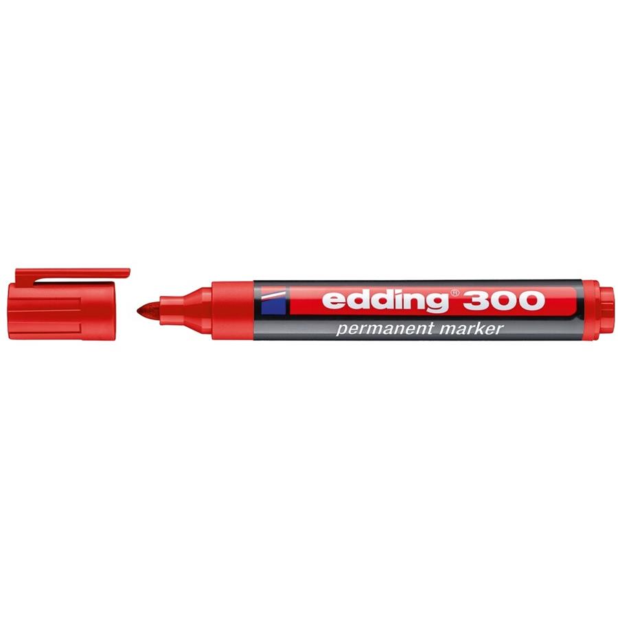 EDDING 300 - MARCADOR PERMANENTE VERMELHO (CX.C/10)
