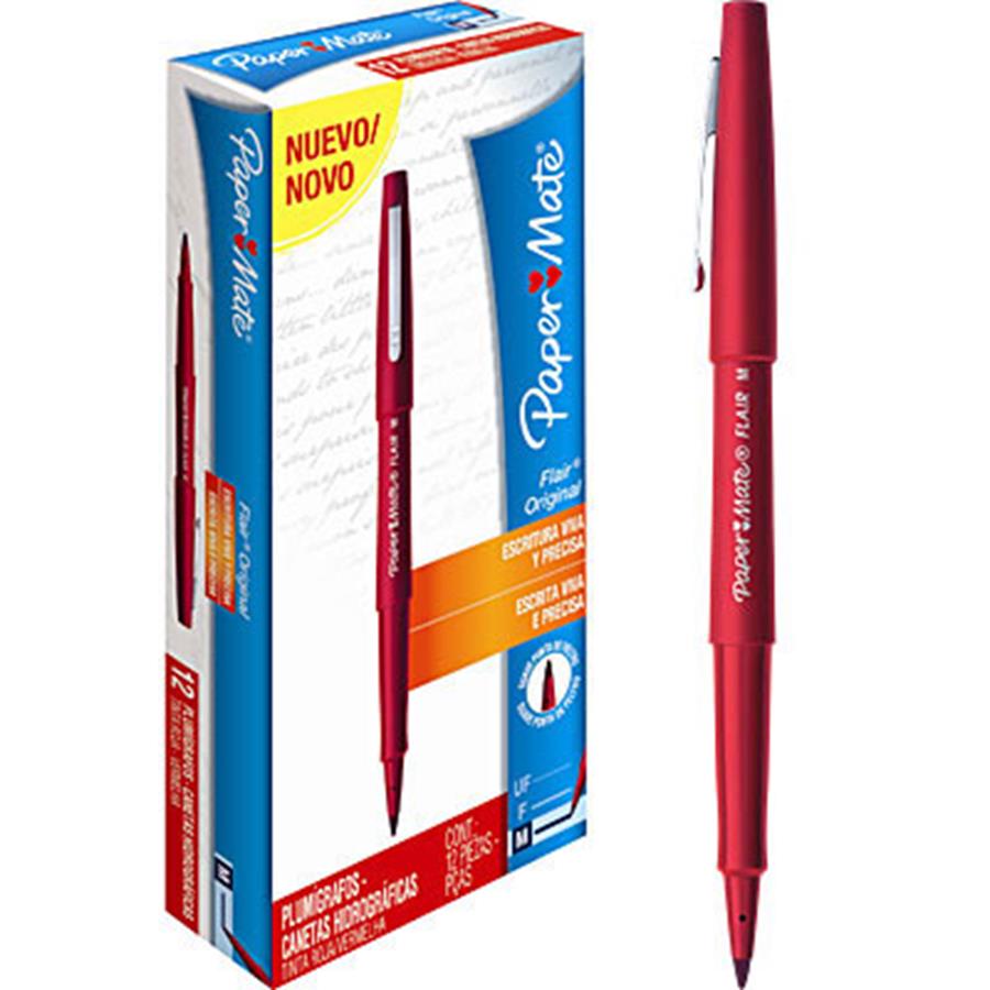 PAPER MATE FLAIR MÉDIA VERMELHA (CX.C/12)