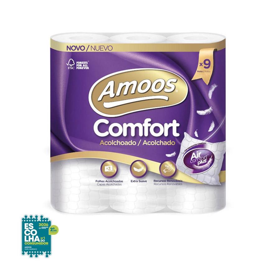 PAPEL HIGIÉNICO DOMÉSTICO 18MTS 3FLS 48G ACOLCHOADO 9 ROLOS