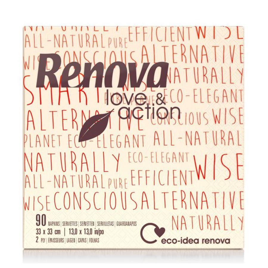 RENOVA LOVE&ACTION GUARDANAPOS 22X22 2 FLS RECICLADOS
