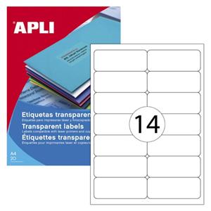 ETIQUETA APLI 99,1 X 38,1 MM TRANSPARENTE (CX COM 20 FOLHAS)