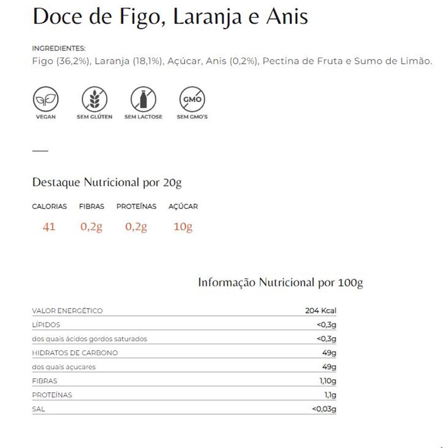 DOCE DE FIGO, LARANJA E ANIS QUINTA DOS JUGAIS (180 G)