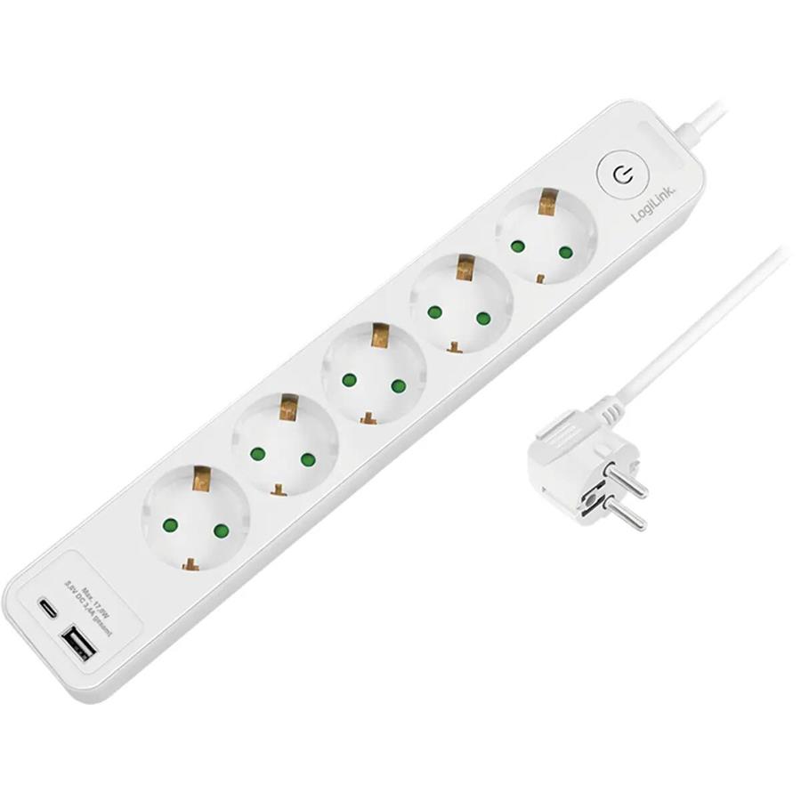LOGILINK LPS280U - BLOCO DE 5 TOMADAS CABO (3X1.5MM²) 1.5M