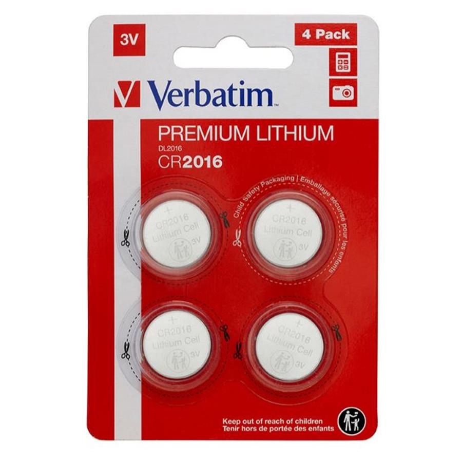 VERBATIM PILHAS CR2016 LITHIUM 3V 80MAH 49531 4UNIDADES