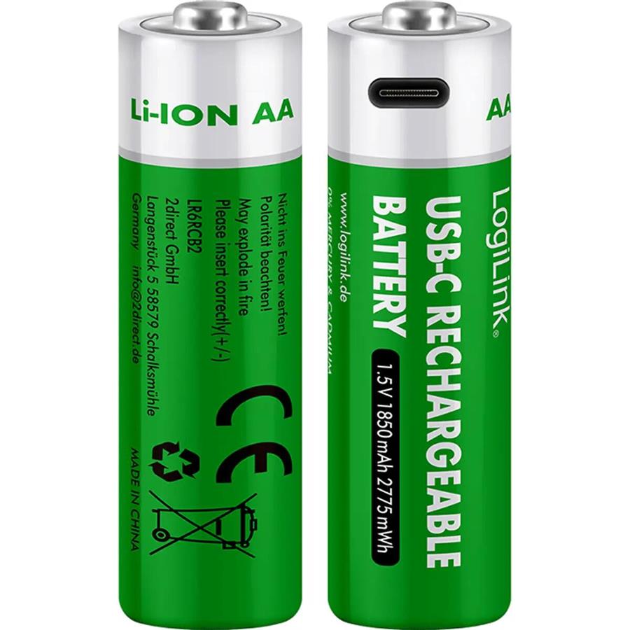 LOGILINK LR6RCB2 - CONJUNTO DE 2 BATERIAS LI-ION - AA LOGILINK LR6RCB2 - CONJUNTO DE 2 BATERIAS LI-ION - AA