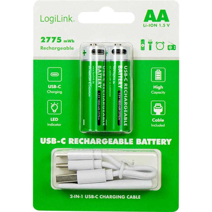 LOGILINK LR6RCB2 - CONJUNTO DE 2 BATERIAS LI-ION - AA LOGILINK LR6RCB2 - CONJUNTO DE 2 BATERIAS LI-ION - AA