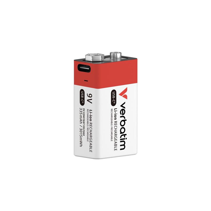 PILHAS RECARREGÁVEIS 6LR61 9V USB-C 335MAH VERBATIM 1UN PILHAS RECARREGÁVEIS 6LR61 9V USB-C 335MAH VERBATIM 1UN
