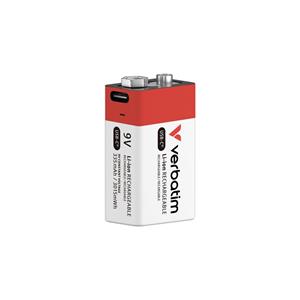 PILHAS RECARREGÁVEIS 6LR61 9V USB-C 335MAH VERBATIM 1UN PILHAS RECARREGÁVEIS 6LR61 9V USB-C 335MAH VERBATIM 1UN