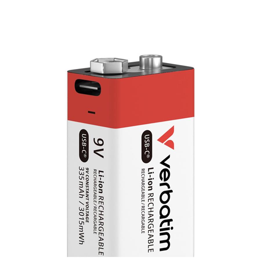 PILHAS RECARREGÁVEIS 6LR61 9V USB-C 335MAH VERBATIM 1UN PILHAS RECARREGÁVEIS 6LR61 9V USB-C 335MAH VERBATIM 1UN