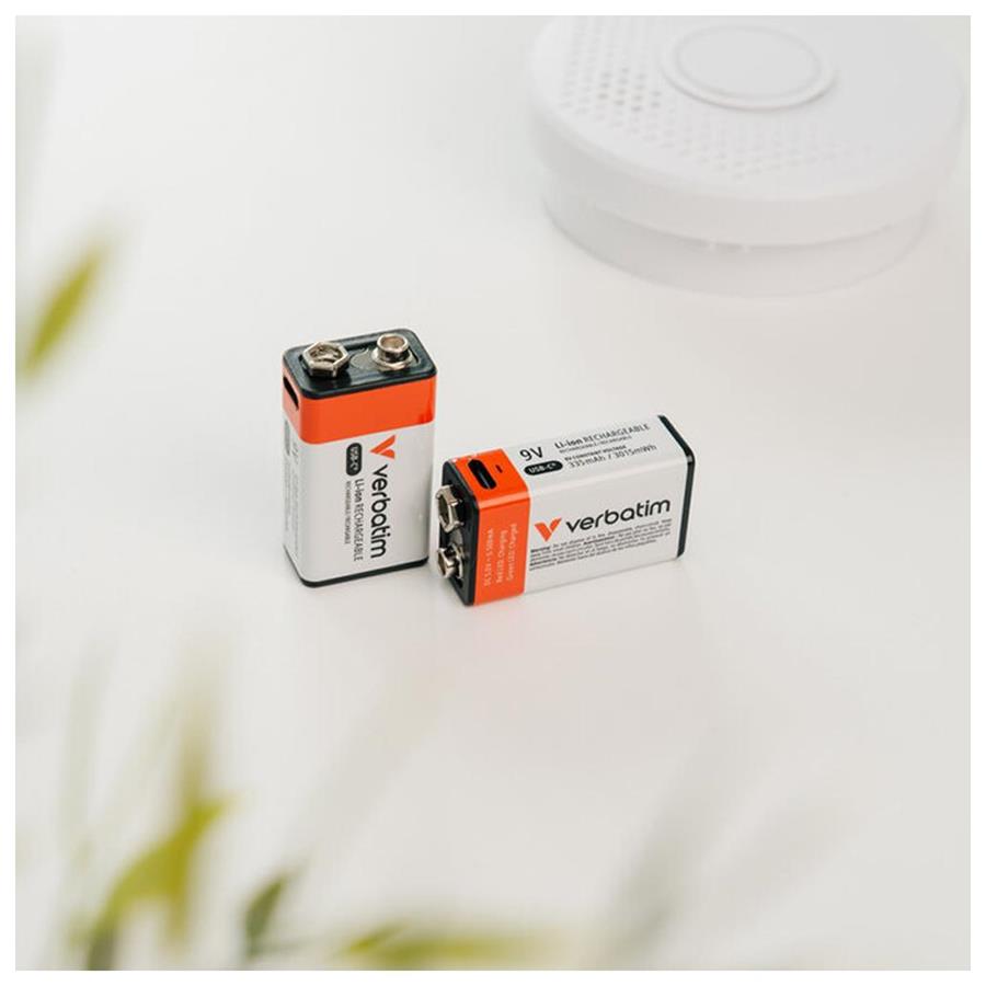 PILHAS RECARREGÁVEIS 6LR61 9V USB-C 335MAH VERBATIM 1UN PILHAS RECARREGÁVEIS 6LR61 9V USB-C 335MAH VERBATIM 1UN