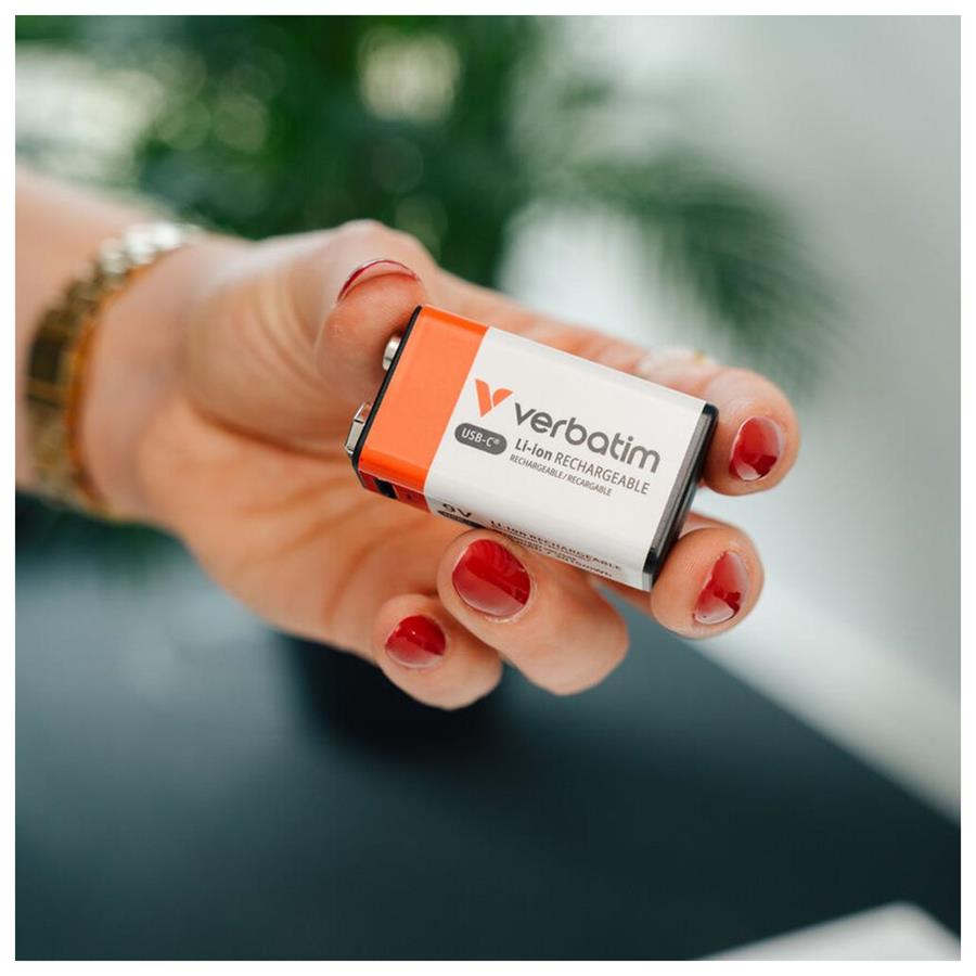 PILHAS RECARREGÁVEIS 6LR61 9V USB-C 335MAH VERBATIM 1UN PILHAS RECARREGÁVEIS 6LR61 9V USB-C 335MAH VERBATIM 1UN