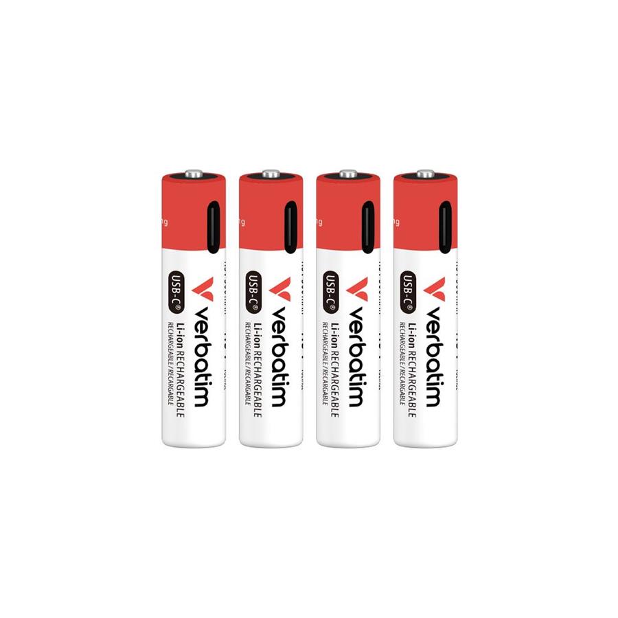 PILHAS RECARREGÁVEIS AAA USB-C 1.5V 500MAH VERBATIM 4UN PILHAS RECARREGÁVEIS AAA USB-C 1.5V 500MAH VERBATIM 4UN