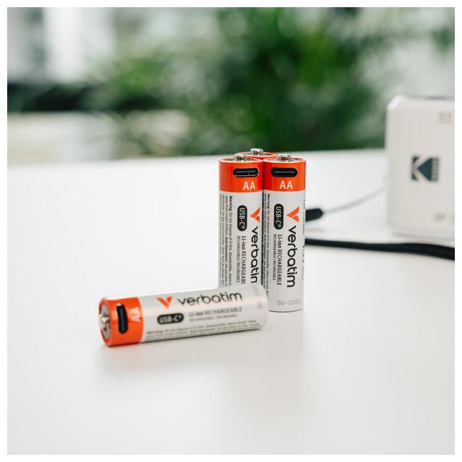 PILHAS RECARREGÁVEIS AA USB-C 1.5V 2100MAH VERBATIM 4UN PILHAS RECARREGÁVEIS AA USB-C 1.5V 2100MAH VERBATIM 4UN