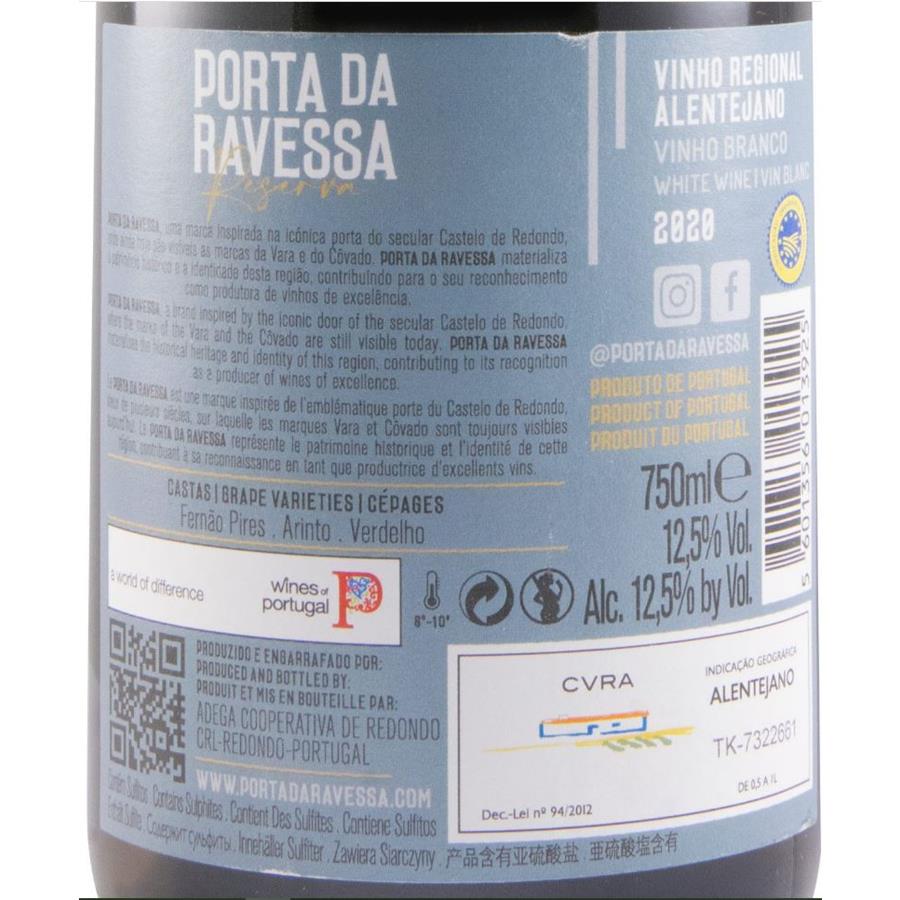 PORTA DA RAVESSA RESERVA 2020 BRANCO 750 ML