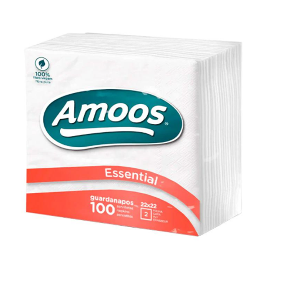 AMOOS - GUARDANAPOS 22X22 2FLS BRANCO AMOOS 100UN AMOOS - GUARDANAPOS 22X22 2FLS BRANCO AMOOS 100UN