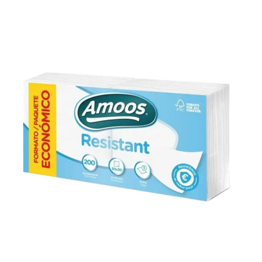 AMOOS - GUARDANAPOS 30X30 1FL BRANCO  200UN (DOBRADO 15X15)
