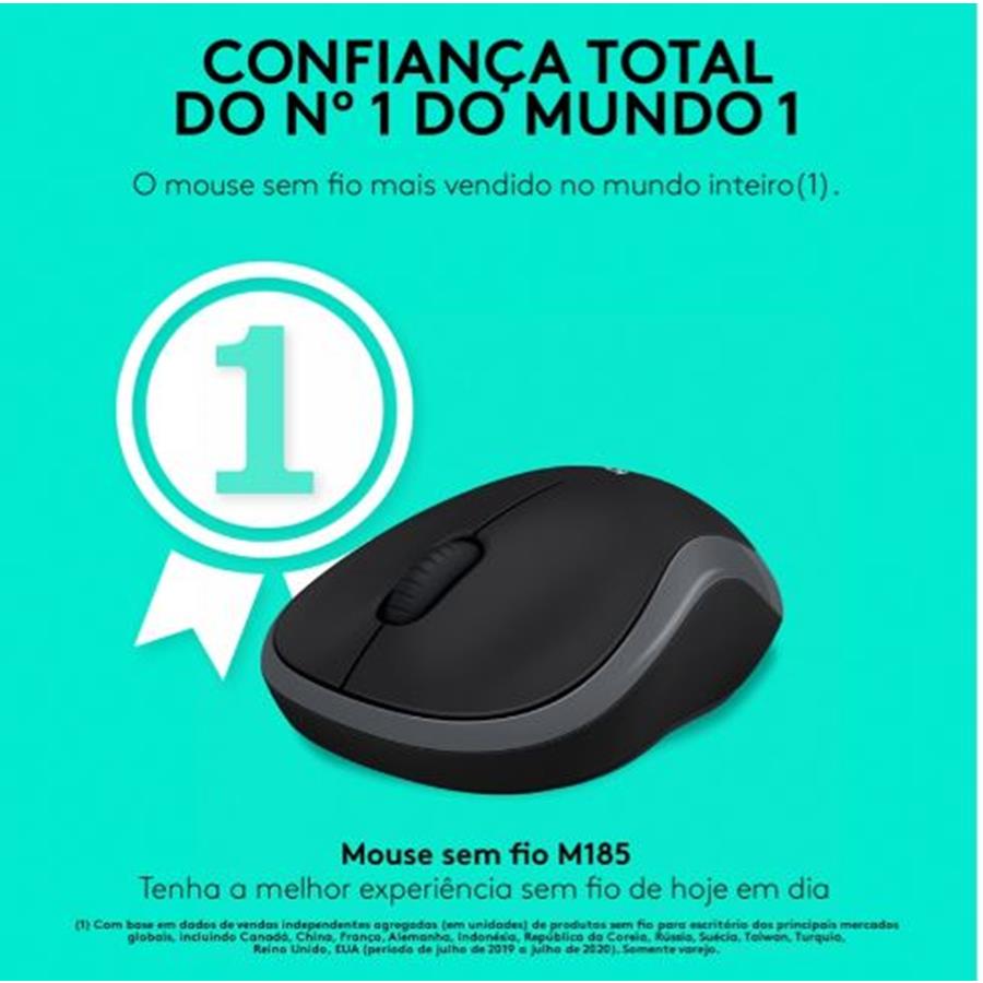 LOGITECH M185 - RATO ÓPTICO WIRELESS 1000DPI (USB)