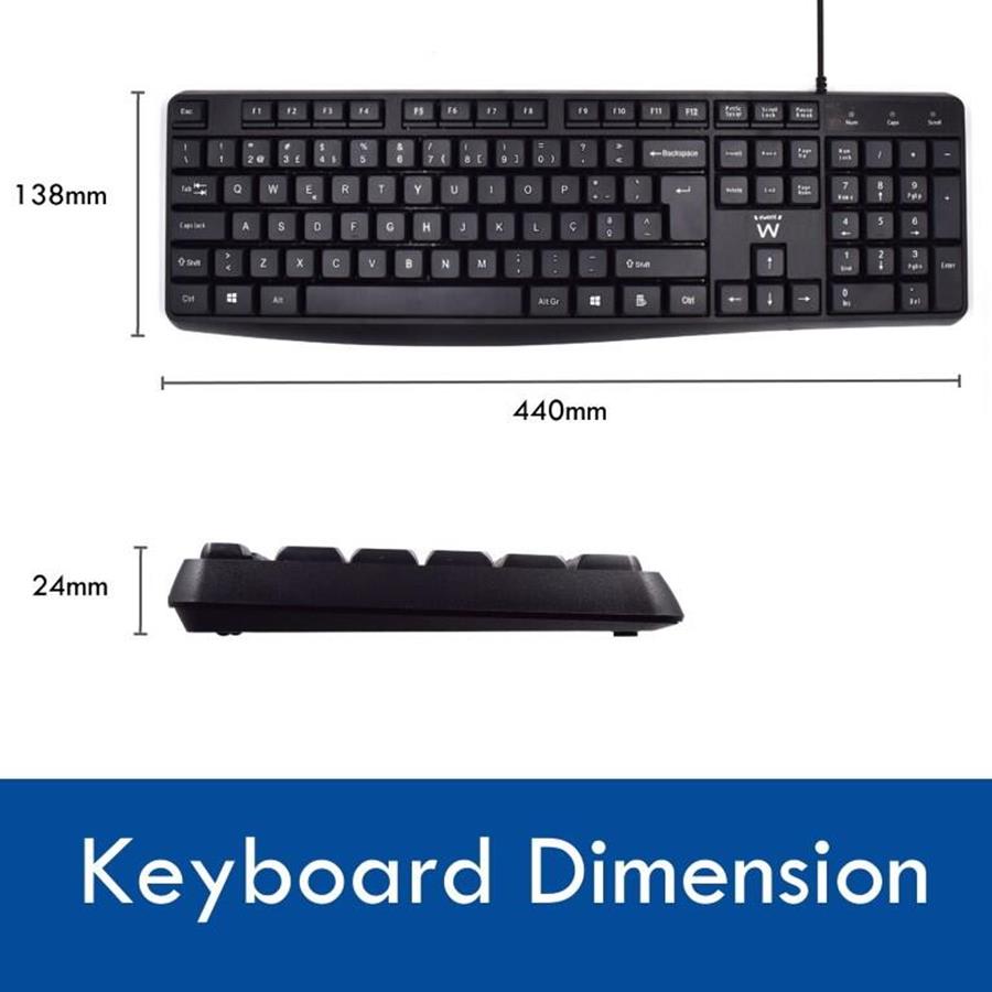 EWENT EW3007 - TECLADO E RATO COM FIOS, TECLAS SILENCIOSAS EWENT EW3007 - TECLADO E RATO COM FIOS, TECLAS SILENCIOSAS