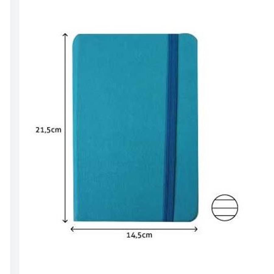 BLOCO NOTAS PAUTADO SEMI PELE AZUL TURQUESA (21,5X14,5 CM)