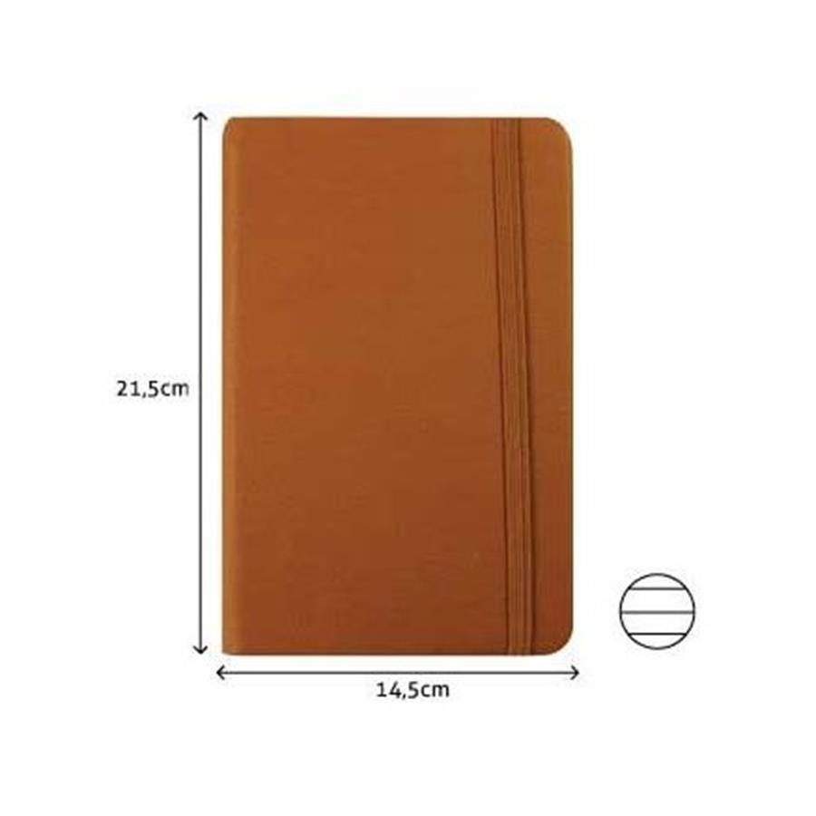 BLOCO NOTAS PAUTADO SEMI PELE CAMEL (21,5X14,5 CM)