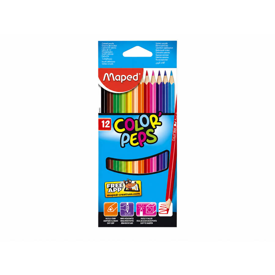 LÁPIS COR 12UN CX CARTÃO MAPED PEPS LONG 20CM LÁPIS COR 12UN CX CARTÃO MAPED PEPS LONG 20CM