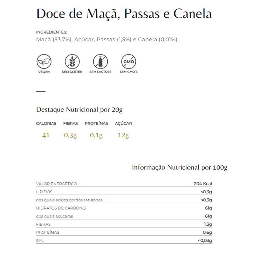 DOCE DE MAÇA, PASSAS E CANELA QUINTA DOS JUGAIS (180 G)