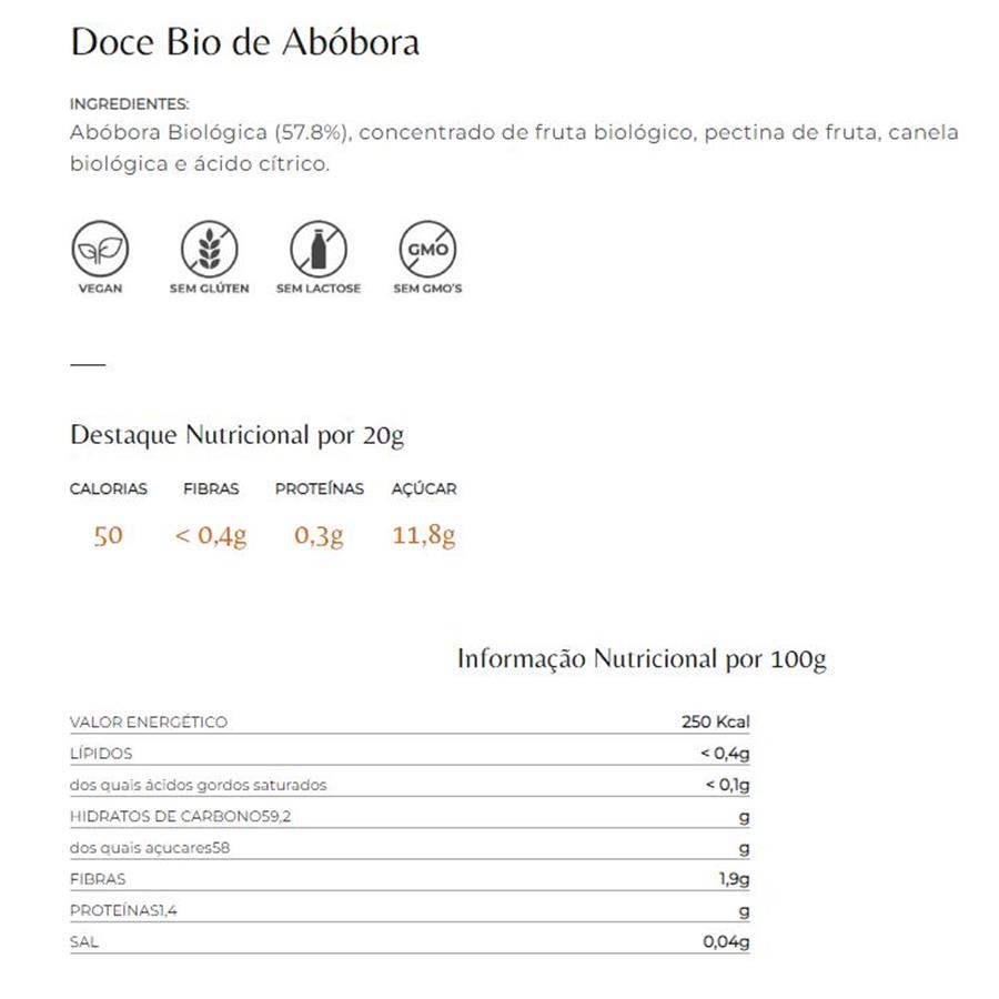 DOCE BIO DE ABÓBORA  QUINTA DOS JUGAIS (280 GR)
