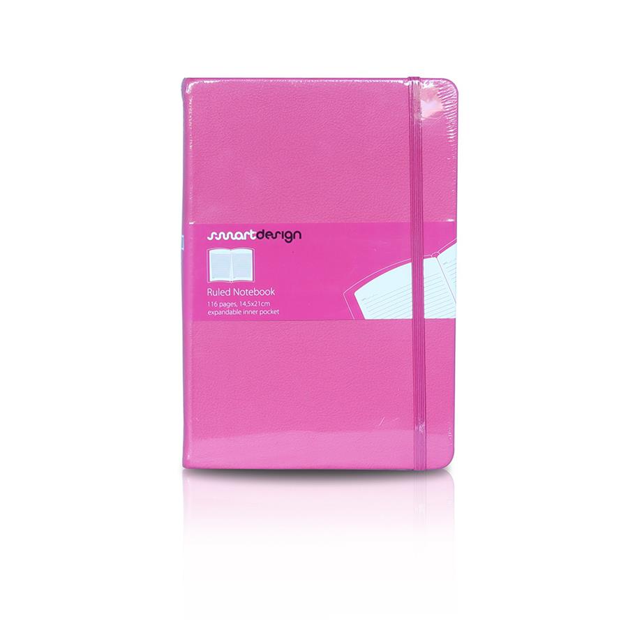 BLOCO NOTAS PAUTADO SEMI PELE ROSA (21,5X14,5 CM)