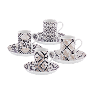 CONJUNTO DE 4 CHÁVENAS CAFÉ E PIRES "CALÇADA PORTUGUESA"